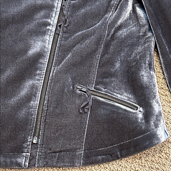 Soft Surroundings Velvet Moto Style Asymmetrical Zip Up Jacket XL Gray Taupe - Picture 11 of 16
